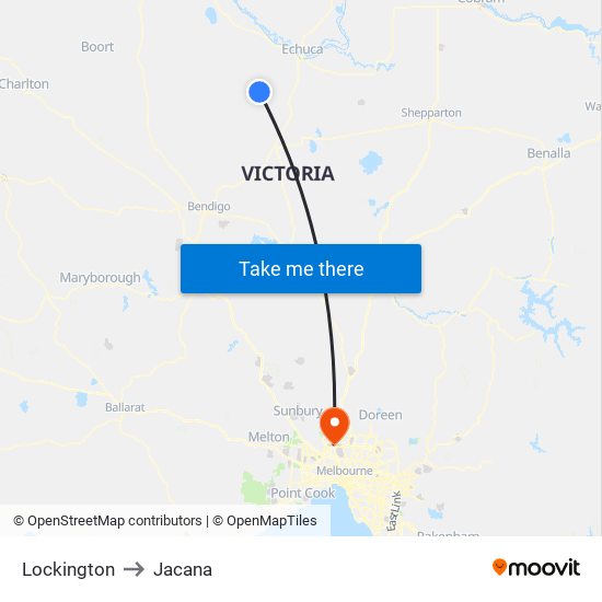 Lockington to Jacana map