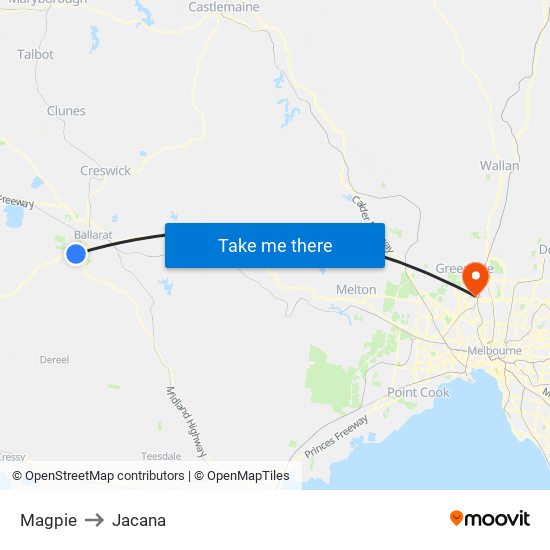 Magpie to Jacana map