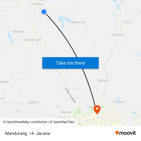 Mandurang to Jacana map