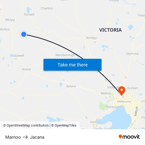 Marnoo to Jacana map