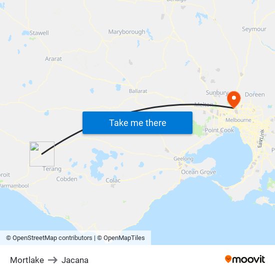 Mortlake to Jacana map