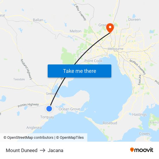 Mount Duneed to Jacana map