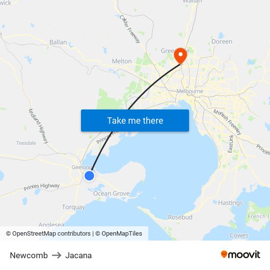 Newcomb to Jacana map