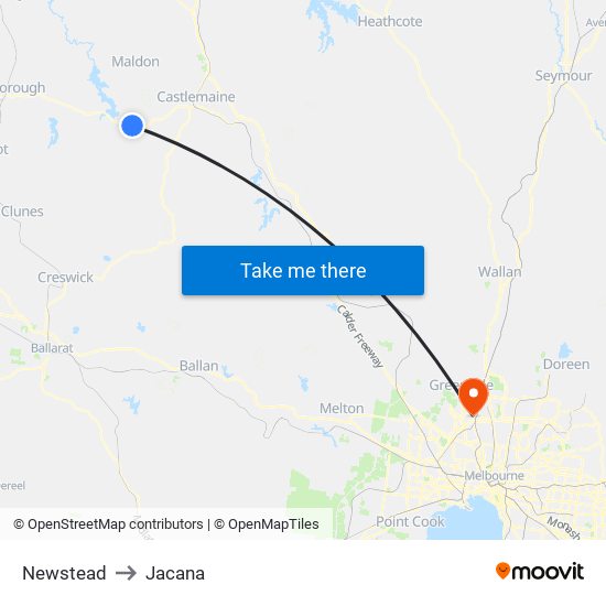 Newstead to Jacana map