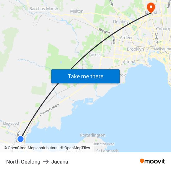 North Geelong to Jacana map