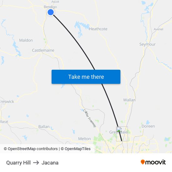 Quarry Hill to Jacana map