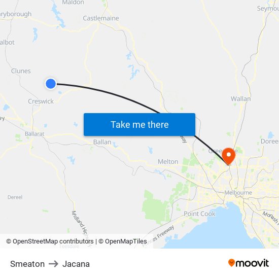 Smeaton to Jacana map