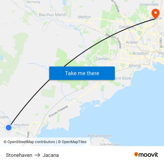 Stonehaven to Jacana map