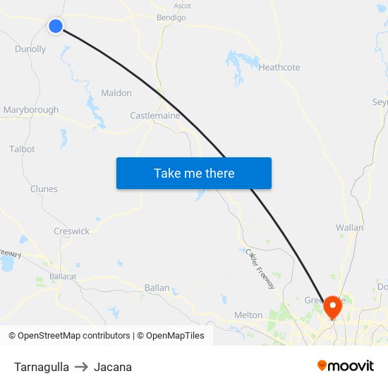 Tarnagulla to Jacana map