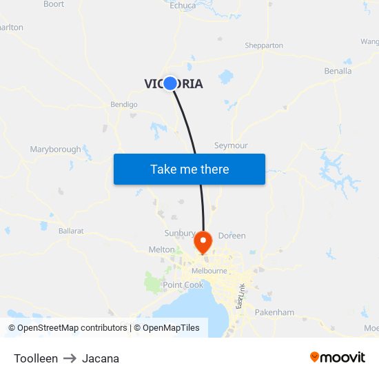 Toolleen to Jacana map