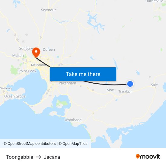 Toongabbie to Jacana map
