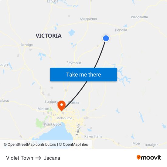 Violet Town to Jacana map