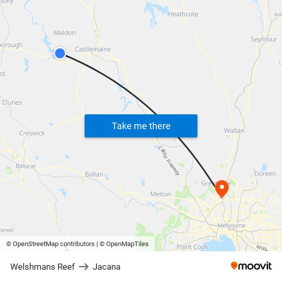 Welshmans Reef to Jacana map