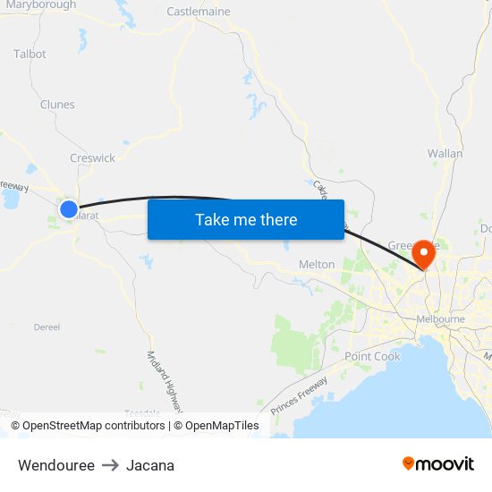 Wendouree to Jacana map