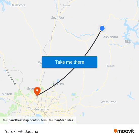 Yarck to Jacana map