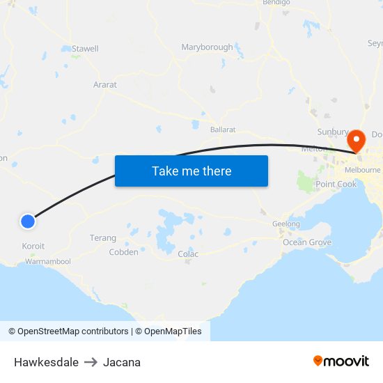 Hawkesdale to Jacana map