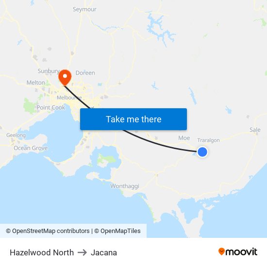 Hazelwood North to Jacana map