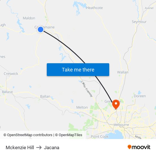 Mckenzie Hill to Jacana map