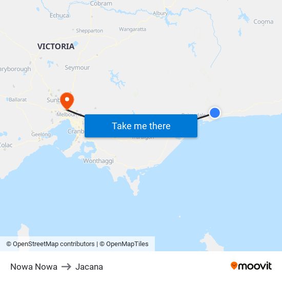 Nowa Nowa to Jacana map