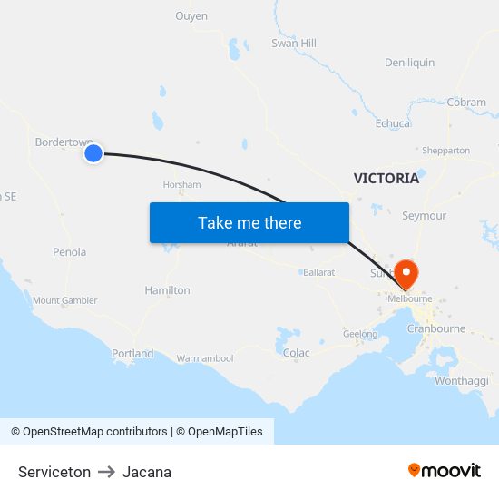 Serviceton to Jacana map