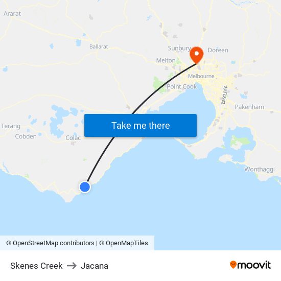 Skenes Creek to Jacana map