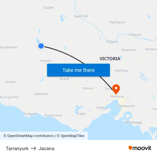 Tarranyurk to Jacana map