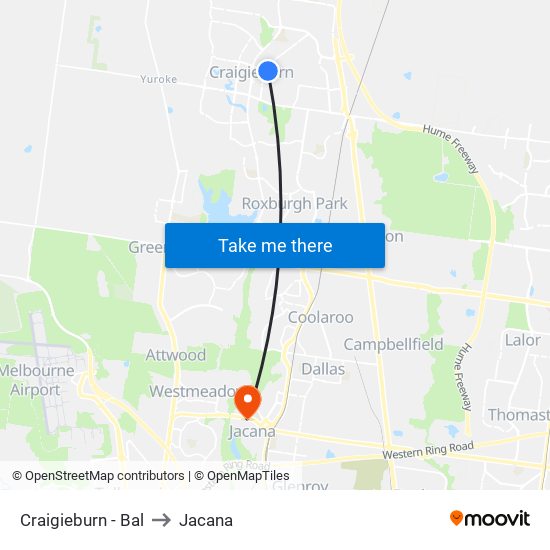 Craigieburn - Bal to Jacana map