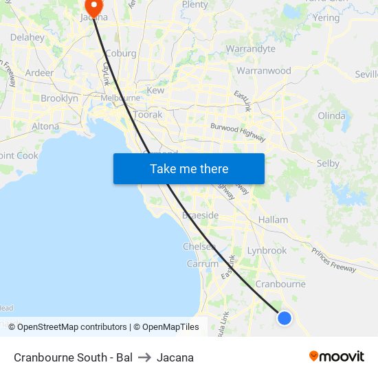 Cranbourne South - Bal to Jacana map