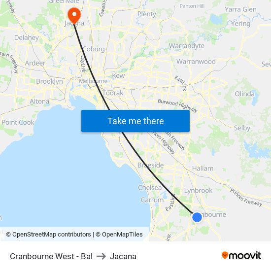 Cranbourne West - Bal to Jacana map