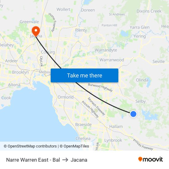 Narre Warren East - Bal to Jacana map