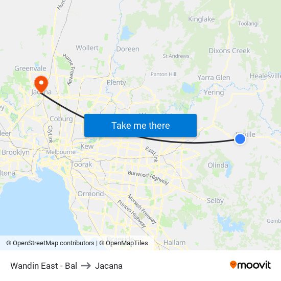 Wandin East - Bal to Jacana map