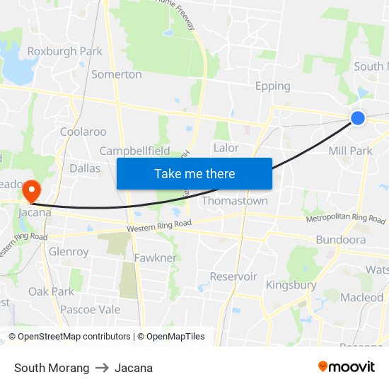 South Morang to Jacana map