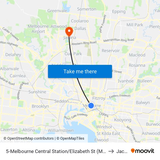 5-Melbourne Central Station/Elizabeth St (Melbourne City) to Jacana map