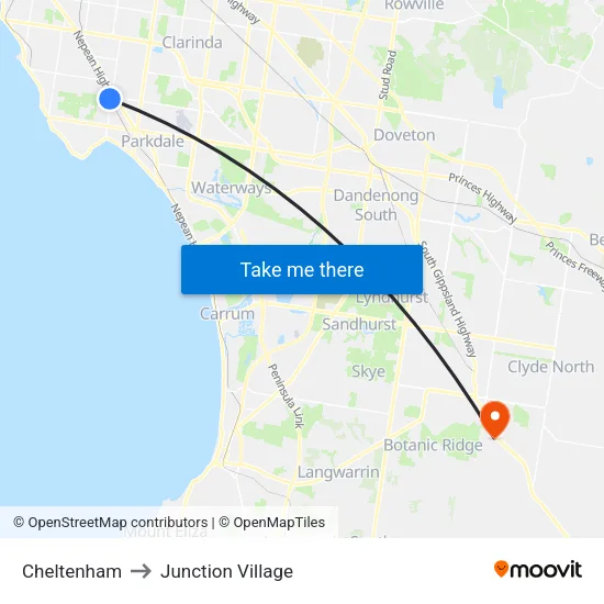 Cheltenham to Junction Village map