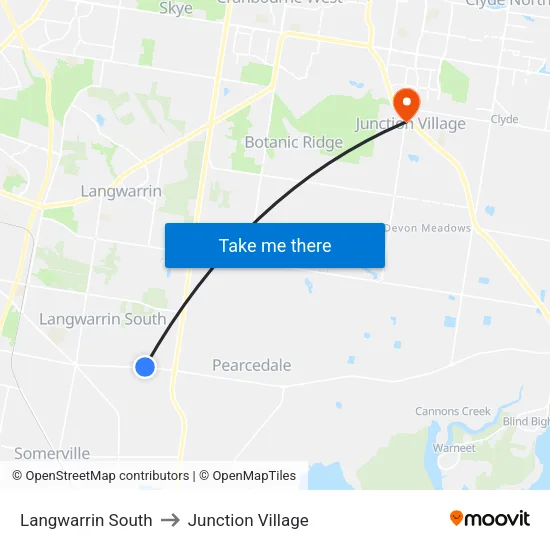 Langwarrin South to Junction Village map