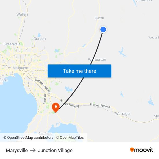 Marysville to Junction Village map