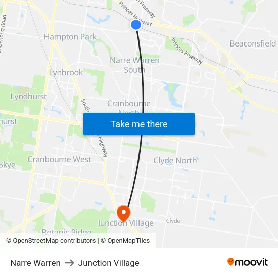 Narre Warren to Junction Village map