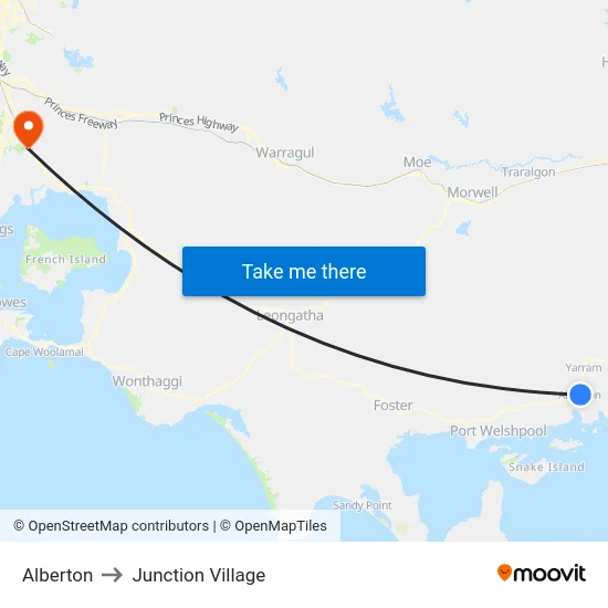 Alberton to Junction Village map