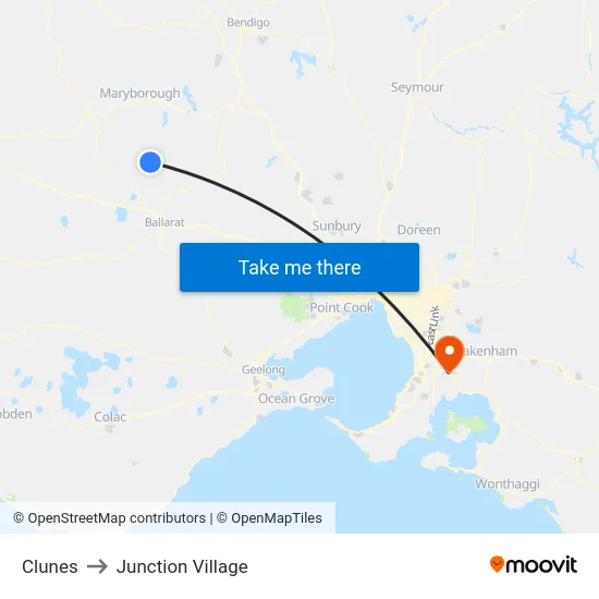 Clunes to Junction Village map