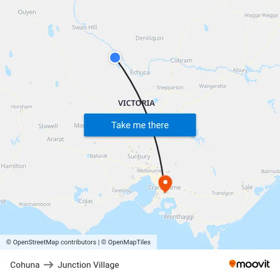 Cohuna to Junction Village map