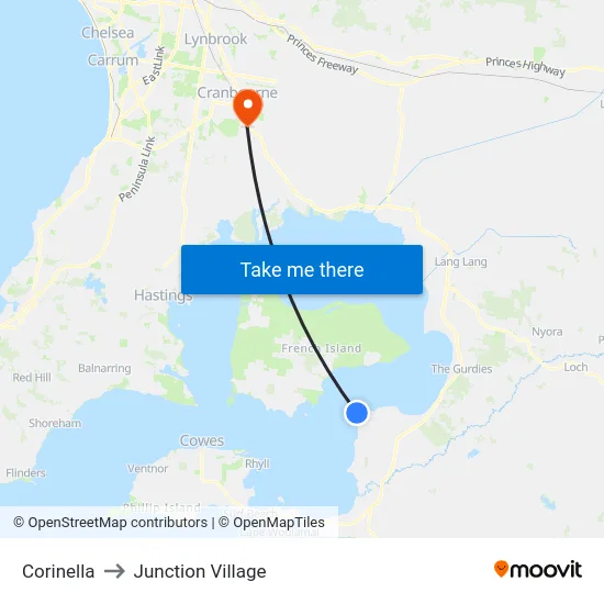 Corinella to Junction Village map