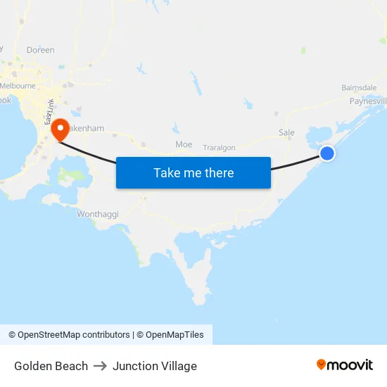 Golden Beach to Junction Village map