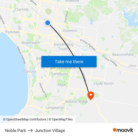 Noble Park to Junction Village map