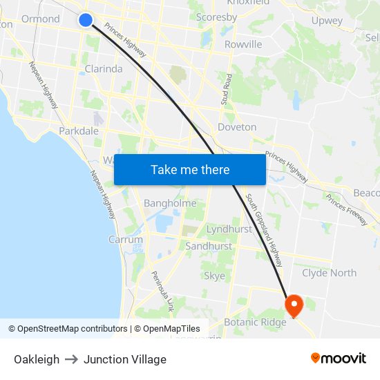 Oakleigh to Junction Village map