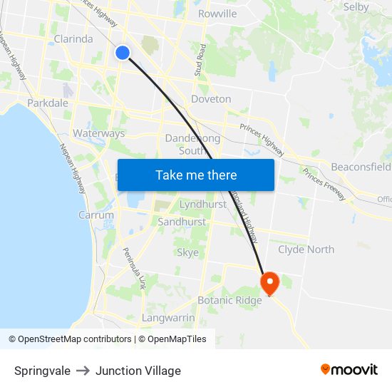 Springvale to Junction Village map