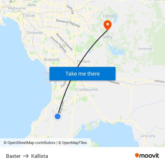 Baxter to Kallista map