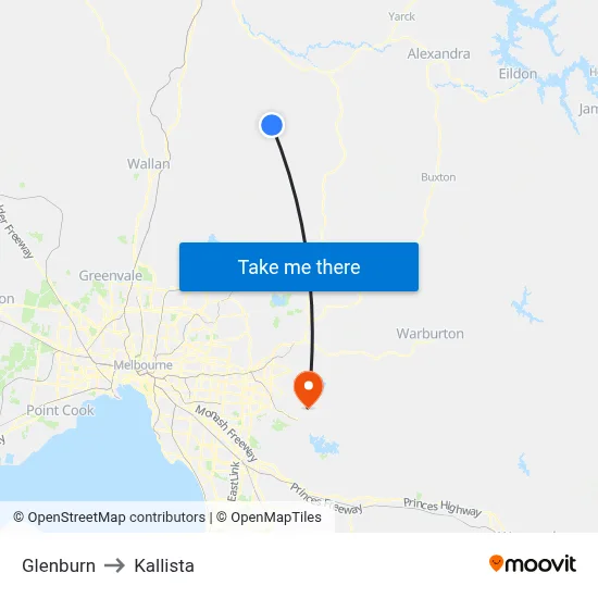 Glenburn to Kallista map