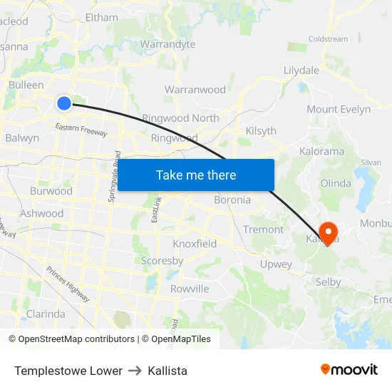 Templestowe Lower to Kallista map