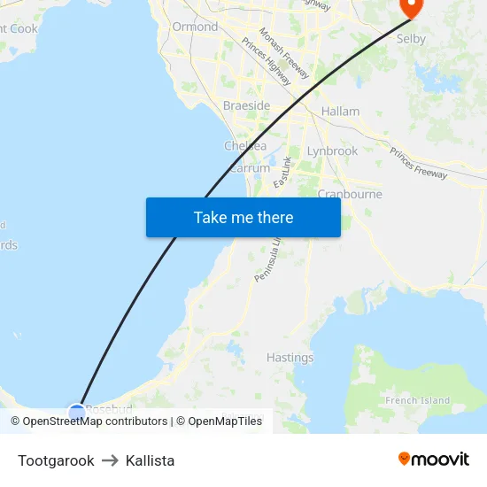 Tootgarook to Kallista map