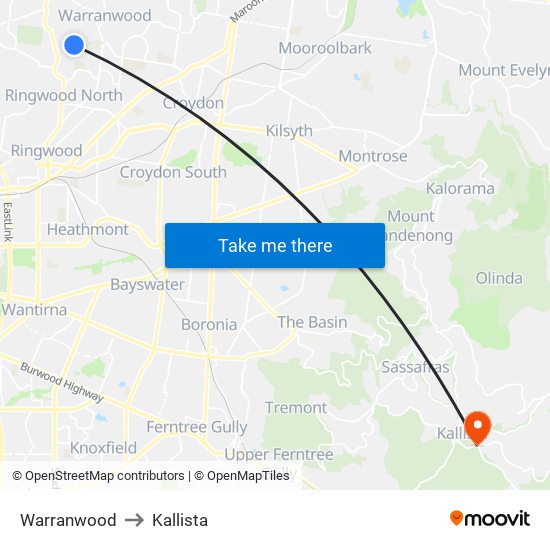Warranwood to Kallista map